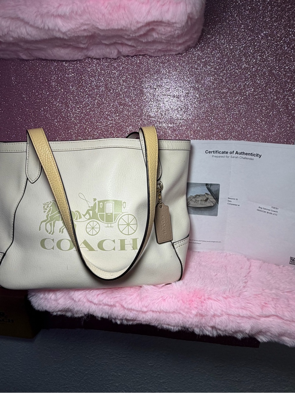 Coach Horse & Carriage Tote - Chalk White / Cream Pebbled Leather - Logo Shopper